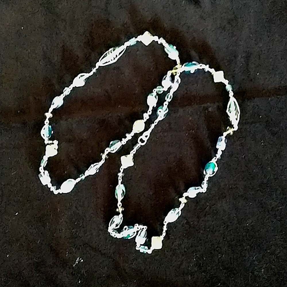 Green and Blue glass and silver necklace